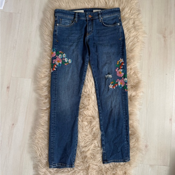 Pilcro and the Letterpress Boyfriend Jeans with Floral Embroidery - Picture 3 of 15